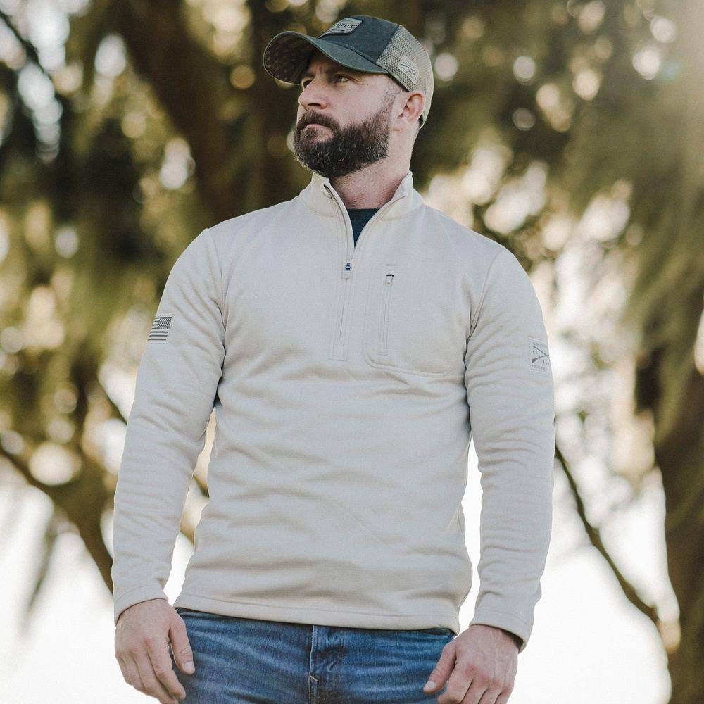 1/2 Zip Waffle Top - Sand